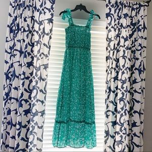Smocked Maxi Dress with Tie Straps